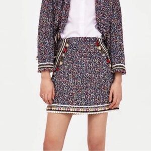Zara Woman Tweed Tassel Skirt